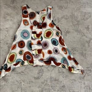 100% silk polka dot asymmetrical top